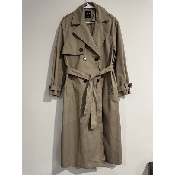 ZARA OVERSIZED DOUBLE-BREASTED TRENCH COAT BEIGE XS Spring NwOT Women Luxury - Picture 2 of 6